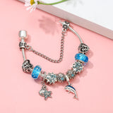 Crystal Starfish Beads Bracelet & Dolphin Pendant Snake Chain Charm Bracelet