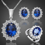 Crystal Stone Wedding Jewelry Sets For Brides Silver Necklace Set