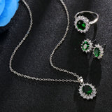 Crystal Stone Wedding Jewelry Sets For Brides Silver Necklace Set