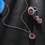 Crystal Stone Wedding Jewelry Sets For Brides Silver Necklace Set