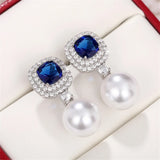 CZ Pearl Earrings for Women Wedding Party Dangle Jewelry