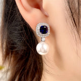 CZ Pearl Earrings for Women Wedding Party Dangle Jewelry