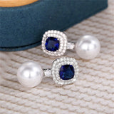 CZ Pearl Earrings for Women Wedding Party Dangle Jewelry