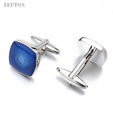 Enamel Cufflinks For Mens Lepton Hot 3Pairs/Lot Stainless Steel Square