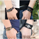 Eye Bracelet Retro Ethnic Style Stainless Steel Pair Buckle Leather Gift