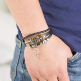 Eye Bracelet Retro Ethnic Style Stainless Steel Pair Buckle Leather Gift