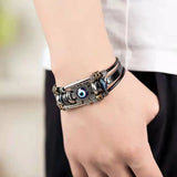 Eye Bracelet Retro Ethnic Style Stainless Steel Pair Buckle Leather Gift
