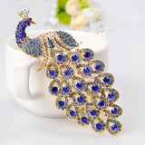 Peacock Rhinestone Brooch Crystal Bird Animal Pin