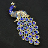 Peacock Rhinestone Brooch Crystal Bird Animal Pin
