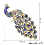 Peacock Rhinestone Brooch Crystal Bird Animal Pin