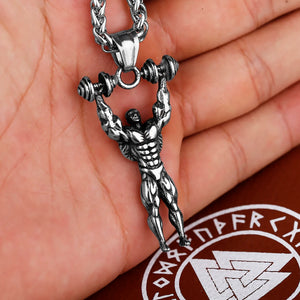 Muscle Men Stainless Steel Pendant Retro Punk Goth Gift