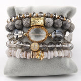 Bohemia Jewelry Beaded Crystal Charm 5pc Bracelets Set Women Gift