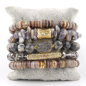 Bohemia Jewelry Beaded Crystal Charm 5pc Bracelets Set Women Gift