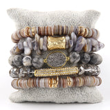 Bohemia Jewelry Beaded Crystal Charm 5pc Bracelets Set Women Gift