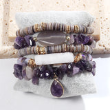 Bohemia Jewelry Beaded Crystal Charm 5pc Bracelets Set Women Gift