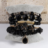Bohemia Jewelry Natural Stone Crystal Glass Bracelet Chip Stone Bangle