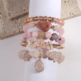 Bohemia Jewelry Natural Stone Crystal Glass Bracelet Chip Stone Bangle