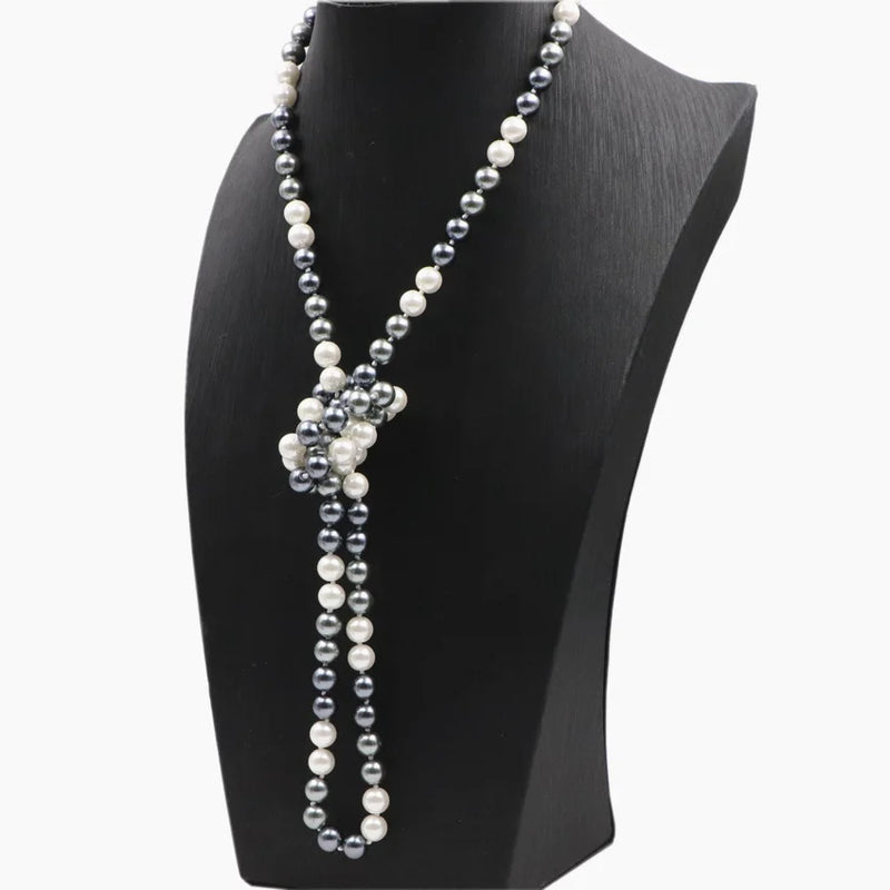 Boho Style Long Necklace Women Simulated Pearl Jewelry 36in
