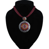 Bohemia Style Necklace Pendant Vintage Round Zinc Alloy Enamel