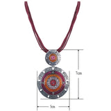 Bohemia Style Necklace Pendant Vintage Round Zinc Alloy Enamel