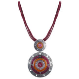 Bohemia Style Necklace Pendant Vintage Round Zinc Alloy Enamel