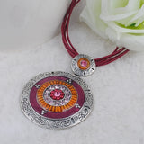 Bohemia Style Necklace Pendant Vintage Round Zinc Alloy Enamel