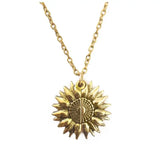 Bohemia Sunflower Double-layer Pendant Necklace Open Long Chain Lettering
