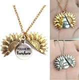 Bohemia Sunflower Double-layer Pendant Necklace Open Long Chain Lettering