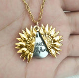 Bohemia Sunflower Double-layer Pendant Necklace Open Long Chain Lettering