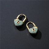 Boho Heart Lock Hoop Earrings Women Party Jewelry Brinco