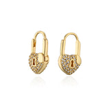 Boho Heart Lock Hoop Earrings Women Party Jewelry Brinco