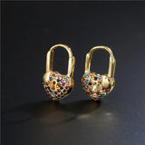 Boho Heart Lock Hoop Earrings Women Party Jewelry Brinco