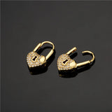 Boho Heart Lock Hoop Earrings Women Party Jewelry Brinco