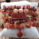 Bohemian Beaded Bracelet Natural Stone Shell Charm 5pc Stack Bangle Set