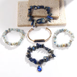 Bohemian Beaded Bracelet Natural Stone Shell Charm 5pc Stack Bangle Set