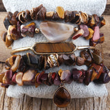 Bohemian Beaded Bracelet Natural Stone Shell Charm 5pc Stack Bangle Set