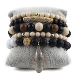 Bohemian Stone Beaded 5pc Bracelets Set For Women