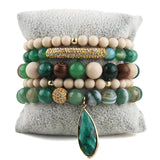 Bohemian Stone Beaded 5pc Bracelets Set For Women