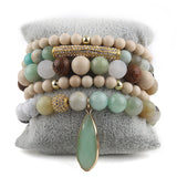 Bohemian Stone Beaded 5pc Bracelets Set For Women