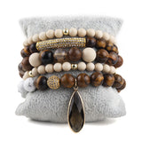 Bohemian Stone Beaded 5pc Bracelets Set For Women