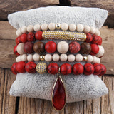 Bohemian Stone Beaded 5pc Bracelets Set For Women