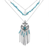Boho Long Turquoise Tassel Pendant Necklace