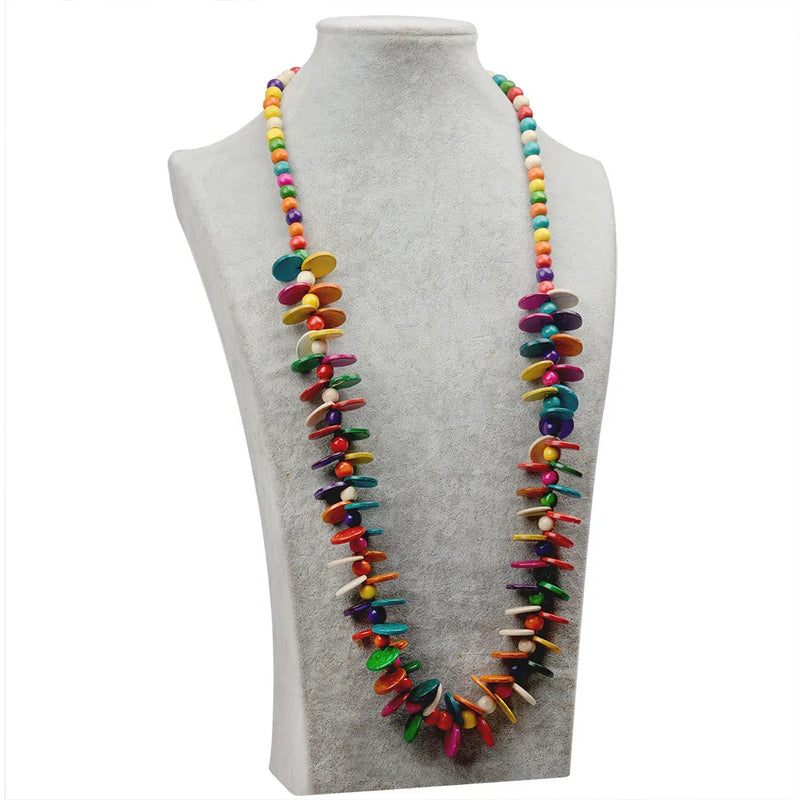 Bohemian Beads Round Coconut Shell Necklace