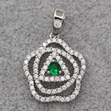 Bohemian Flower Pendant Red Zirconia Necklace Wedding Jewelry