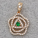 Bohemian Flower Pendant Red Zirconia Necklace Wedding Jewelry