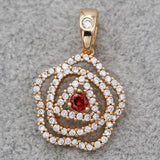 Bohemian Flower Pendant Red Zirconia Necklace Wedding Jewelry