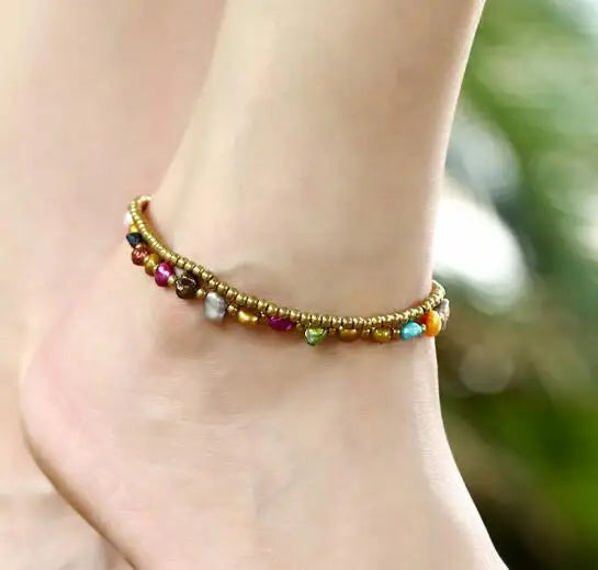 Bohemian Pearl Beads Anklet Bracelet Women's Beaded Chain Foot Jewelry