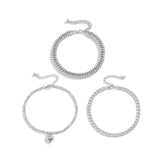 Bohemian Silver Heart Alloy Anklets for Women
