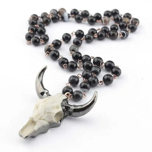 Boho Style Amazonite Stones Rosary Chain Necklace
