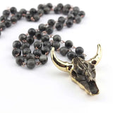 Boho Style Amazonite Stones Rosary Chain Necklace